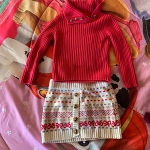 girls knitted sweater and skirt set